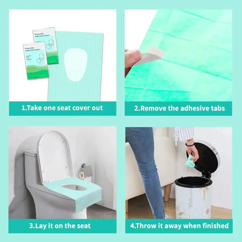 Disposable Toilet Seat Covers - Travel Size Individually Wrapped Seat Protectors for Public Restrooms.