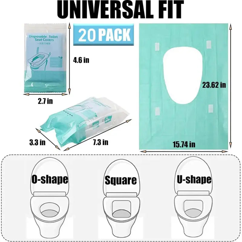 Disposable Toilet Seat Covers - Travel Size Individually Wrapped Seat Protectors for Public Restrooms.