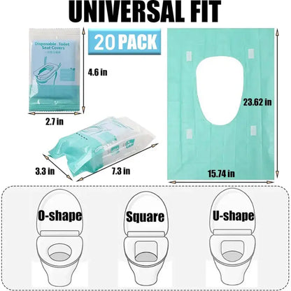 Disposable Toilet Seat Covers - Travel Size Individually Wrapped Seat Protectors for Public Restrooms.