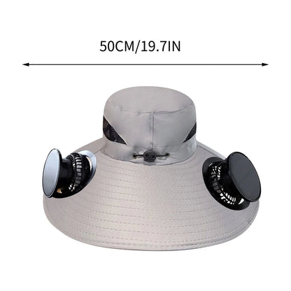 Solar Fan Hat,Solar Powered Fan Hat,Wide Brim Solar Fan Hat Outdoor Wide Brim Sun Hat Solar Panel Fan Hat Solar Hat with Built in Fan with 2 Solar Fan Fishing Hat for Men - Removable & Usb Charging