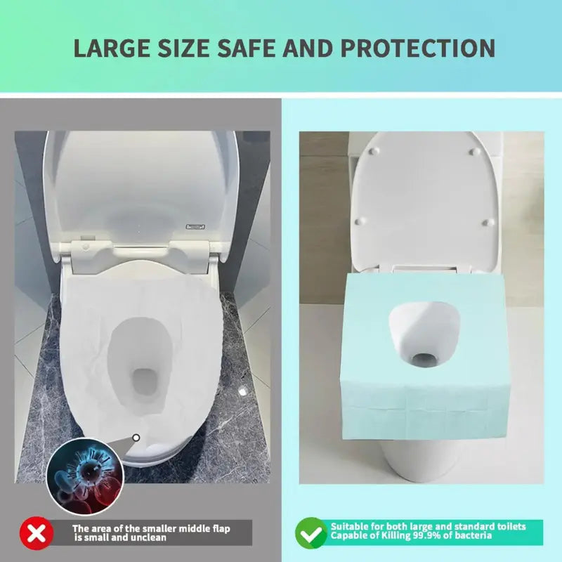 Disposable Toilet Seat Covers - Travel Size Individually Wrapped Seat Protectors for Public Restrooms.