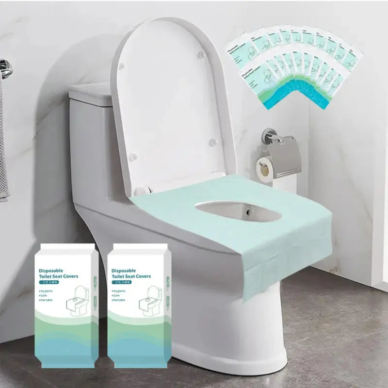 Disposable Toilet Seat Covers - Travel Size Individually Wrapped Seat Protectors for Public Restrooms.
