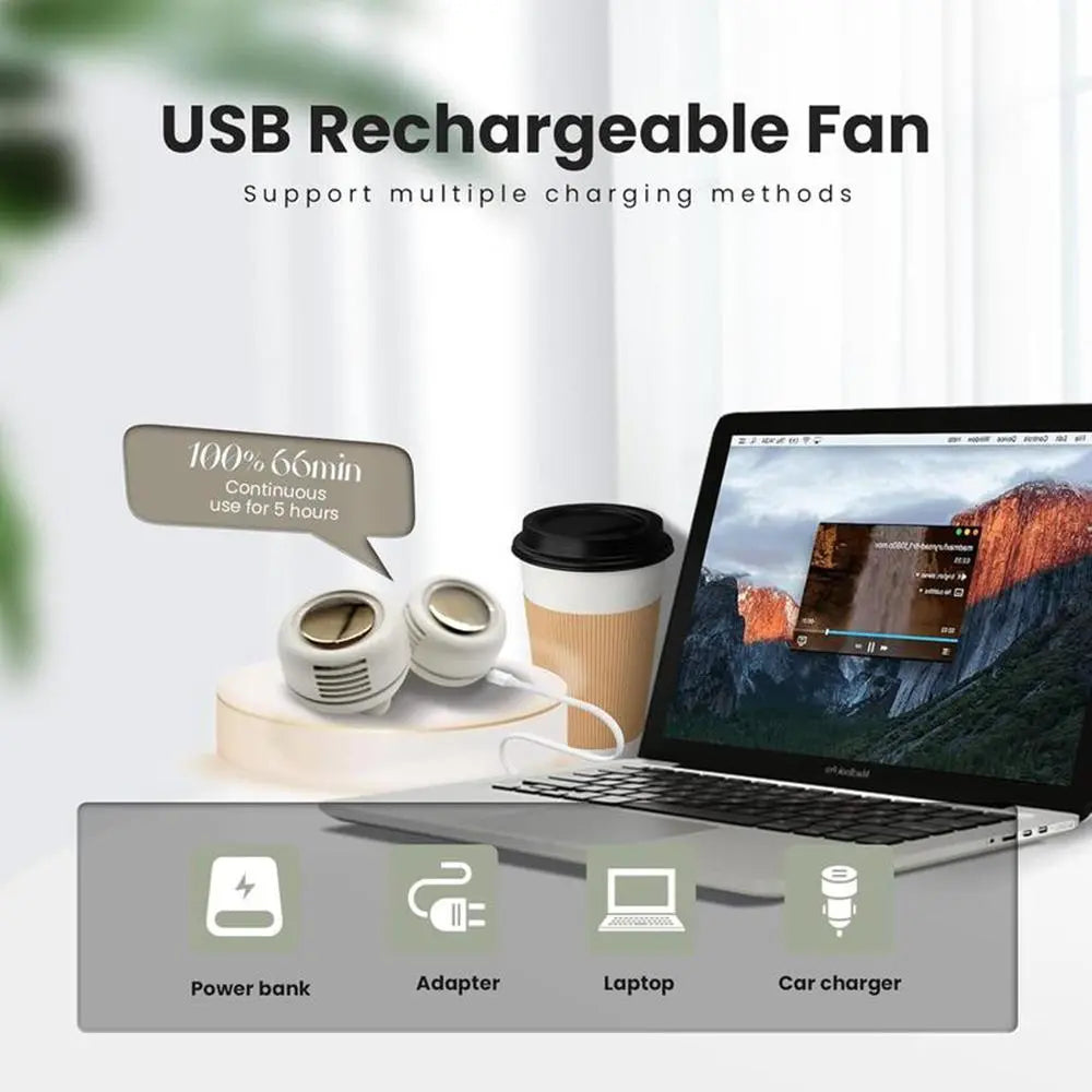 Portable Mini Fan, USB Rechargeable 3-Speed Adjustable Waist Fan, Rotatable Body Fan, Outdoor & Travel Fan, Office Use Fan, Rechargeable Wearable Fan, Rechargeable Personal Fan, USB Charging Fan